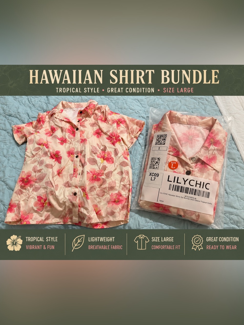Women's Pink Floral Hawaiian Button-Down Shirt